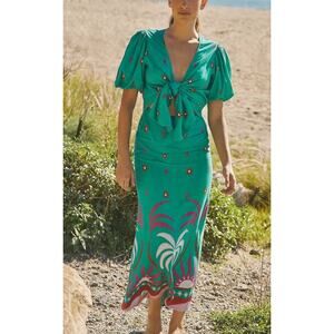Beach Riot For Anthropologie Womens Marta Midi Dress Medium Green Resort Wear